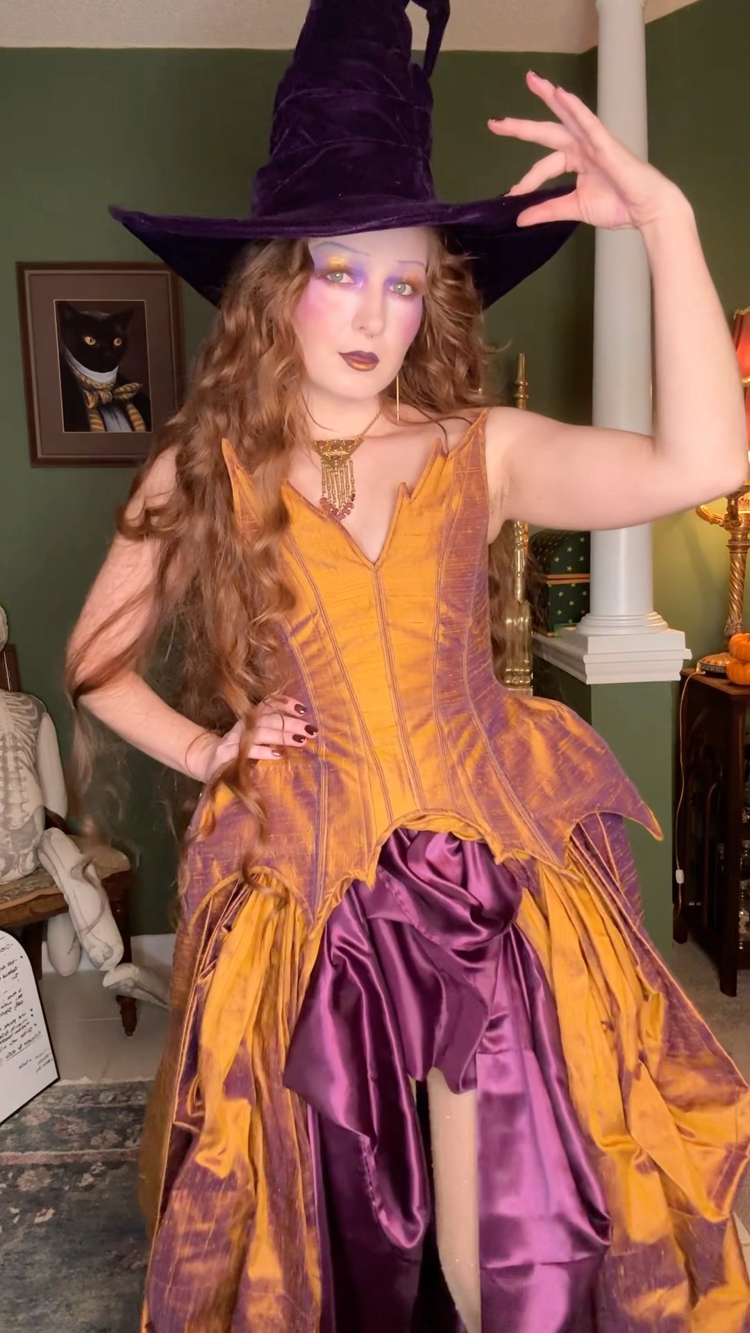 Orange and purple are an underrated Halloween color combo! Dress