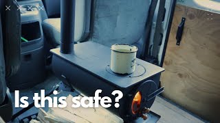 Winter Van Camping in Canada - Ford Econoline Wood Stove