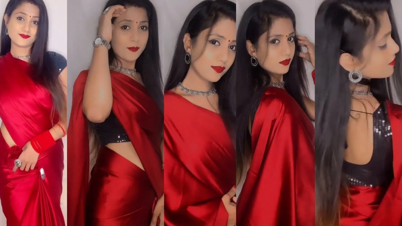 Red satin saree || indian saree || saree dance