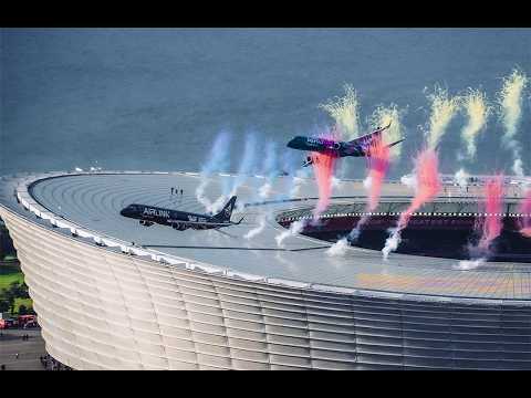 MASSIVE FLY-PAST AIRLINK DOUBLE EMBRAER E190 FULL VIDEO AT CAPE TOWN STADIUM