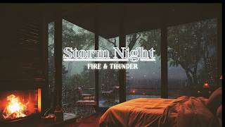 Rain & Thunder with Fireplace Cozy Night for Deep Sleep