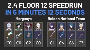 2.4 Spiral Abyss Floor 12 speedrun in 5 minutes (Raiden National Team & Morganya ft. Barbara)
