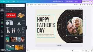 How to create a greeting Card for Fathers day in Canva in under 5 minutes. Canva beginners tutorial screenshot 3