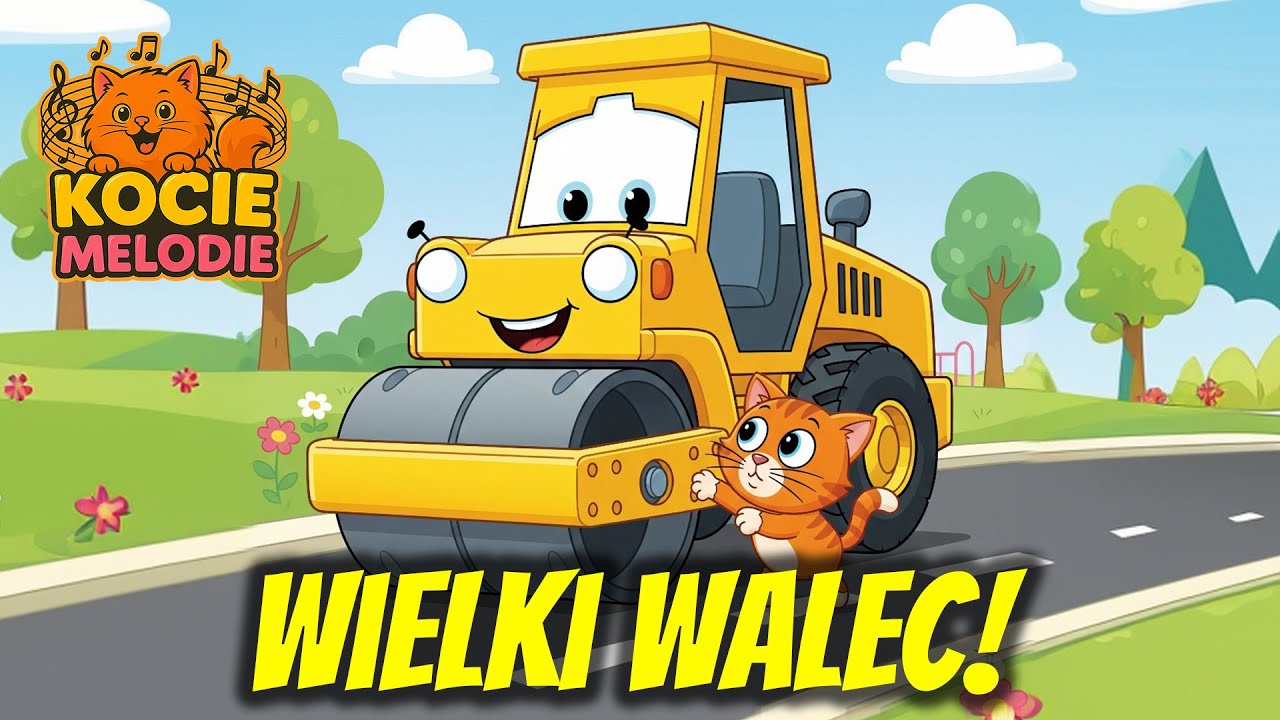 WIELKI WALEC! 🚜🚧 WESOŁA PIOSENKA DLA DZIECI O WIELKIM WALCU DROGOWYM! - KOCIE MELODIE 😸🎶