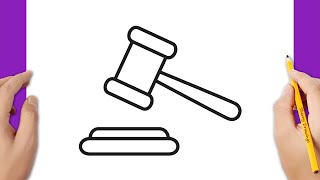How to draw a judge gavel