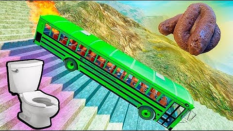 BeamNG Drive Stairs Jumps – School Bus Down Insane Crash Test With Realistic Damage