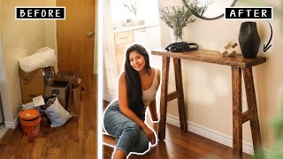 DIY Rustic Wood Table | DIY vintage console entryway table