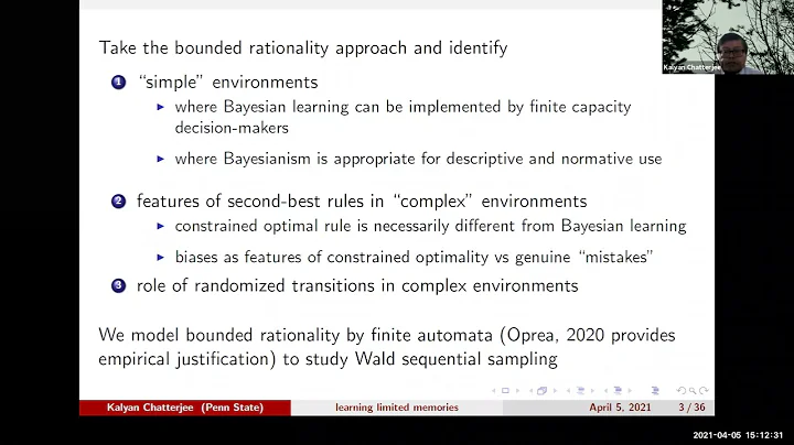 Kalyan Chatterjee talks on " Learning with Limited...