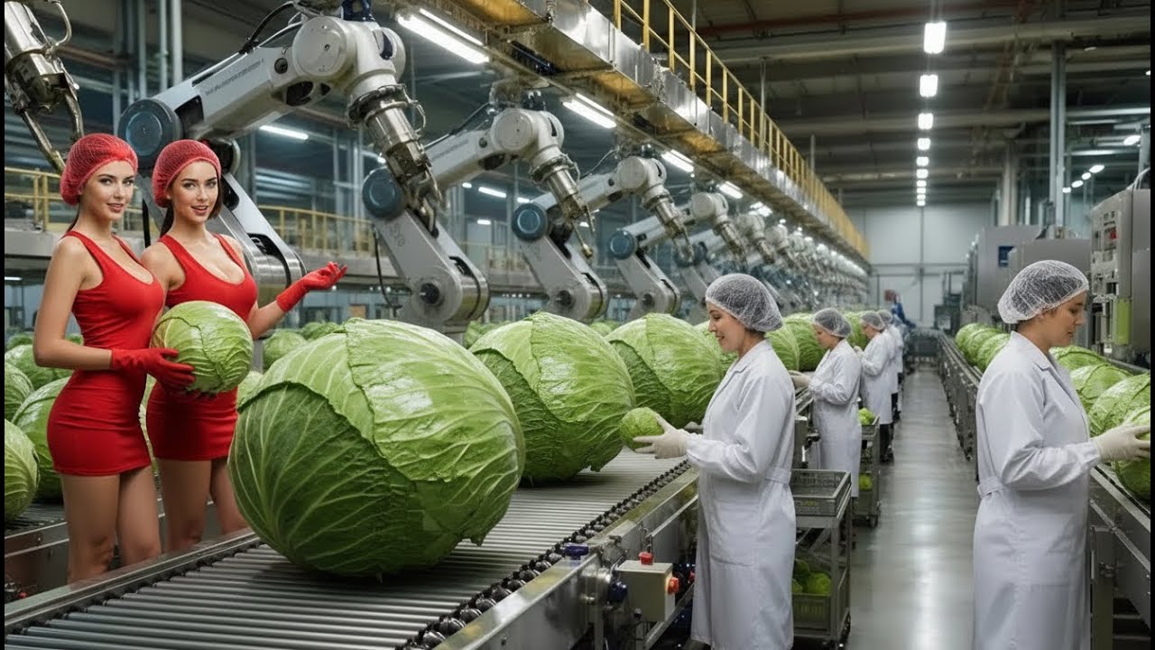 How It's Made: Cabbage Factory From Raw Cabbage to Fresh Ready To Eat ...