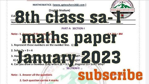 8th class sa-1 maths model paper January 2023 / 8th class sa-1 maths exam paper / @Raj1vlife
