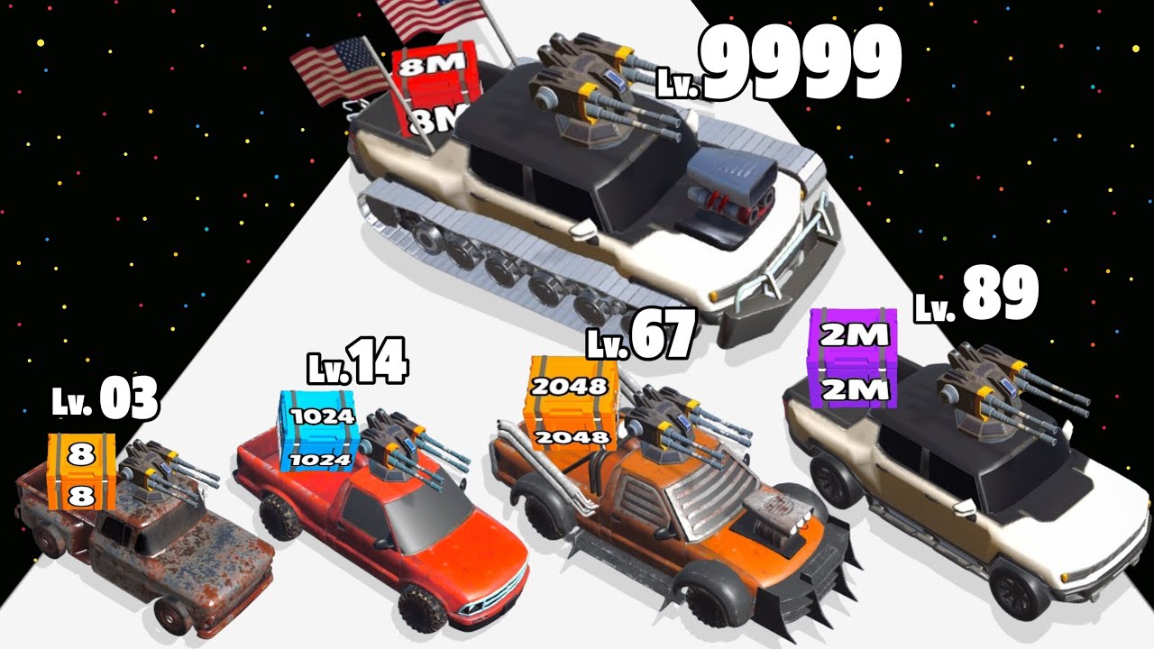 Car Rush 2048 - Level Up Car Max Level Gameplay