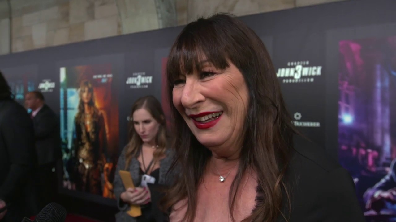 movies with anjelica huston Angelica Huston RED CARPET of John Wick: Chapter 3 Parabellum