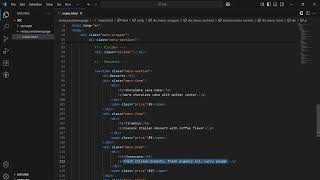 Restaurant menu page using HTML and CSS