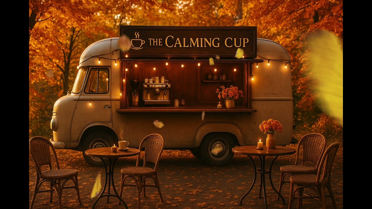 🍂 Cozy Autumn Coffee Truck Ambience • Soft Piano Jazz Music for Study, Relax, Work & Calm Focus 🍁