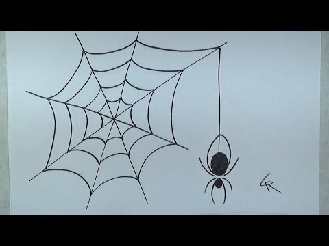 Learn How To Draw An Easy Spider and Web -- iCanHazDraw! - YouTube