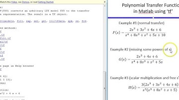 Matlab tf command