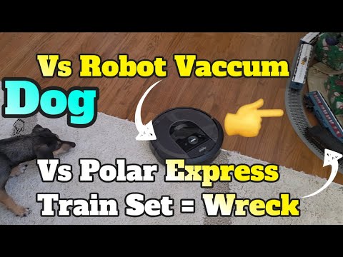 Don't Run a Robot Vaccum with a Train Set under your Christmas Tree! + Dog vs Lionel Polar Express