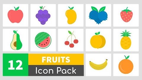 12 Fruits Icon Pack Motion Graphics Templates