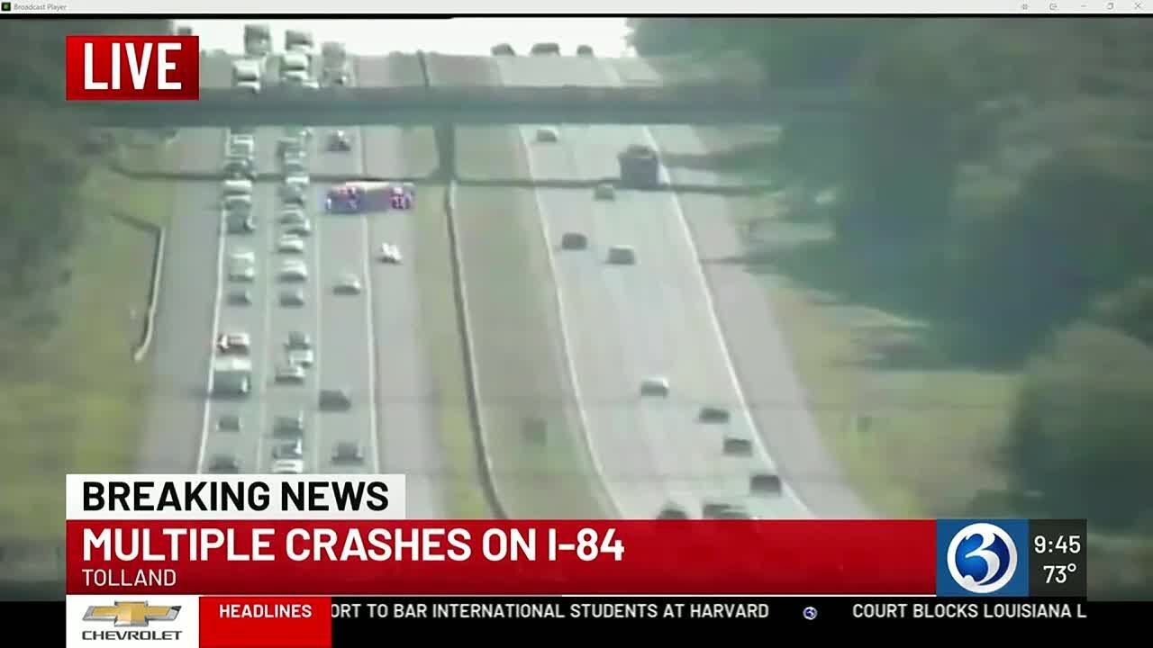 Multiple crashes reported on I-84 in Tolland - YouTube