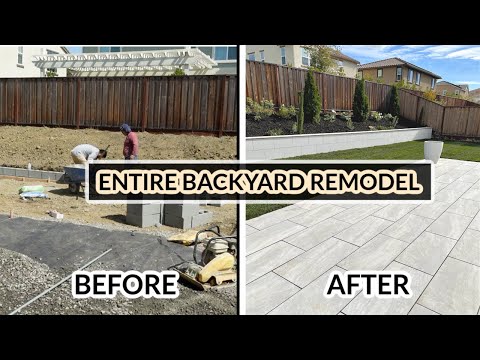 ENTIRE BACKYARD REMODEL TRANSFORMATION *Start to Finish* Modern Paver Tiles HARDSCAPE