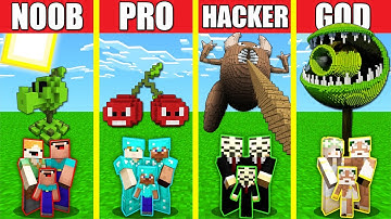 Minecraft Battle: PLANTS VS ZOMBIES HOUSE BUILD CHALLENGE - NOOB vs PRO vs HACKER vs GOD / Animation