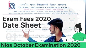 Nios October Examination 2020 Date Sheet Declared || Exam Fees || Practical Exam || Notice || Nios