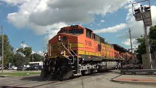 BNSF #5186 Leads EB Grain Train with H1 Dash 9 DPU. Olathe, KS 7/18/26