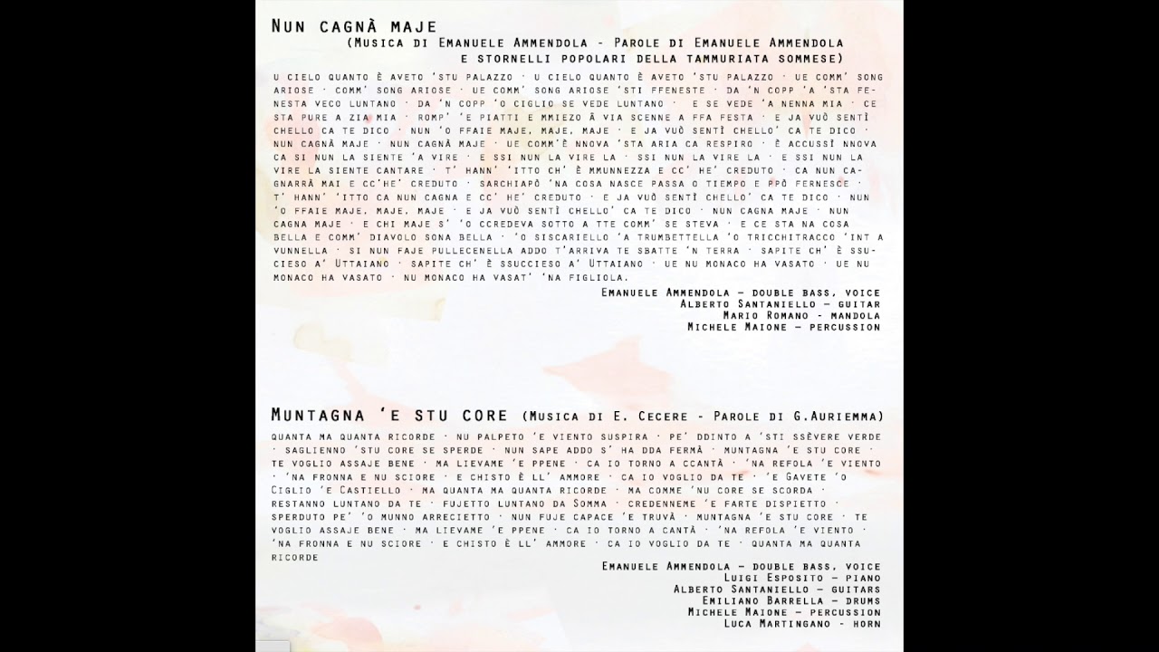 Nun Crire A Stu Core Testo