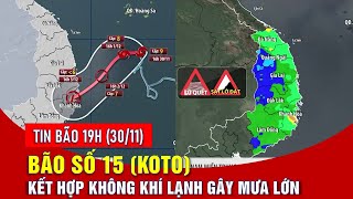 Tin bão 19h ngày 30/11: Bão số 15 suy yếu dần do không khí lạnh | VTVWDB