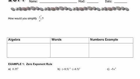 Math 8 - 8.4 Negative and Zero Exponents