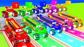 Long Lightning Mcqueen vs Big & Small: Mcqueen vs Spinner Wheels vs Minecraft vs Train