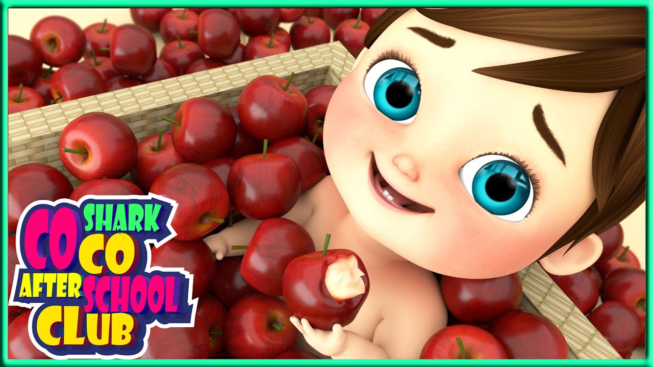 Five Red Apples 🍎🍎🍎🍎🍎🎵 | Nursery Rhymes for Kids and Children | Coco Shark After School Club 