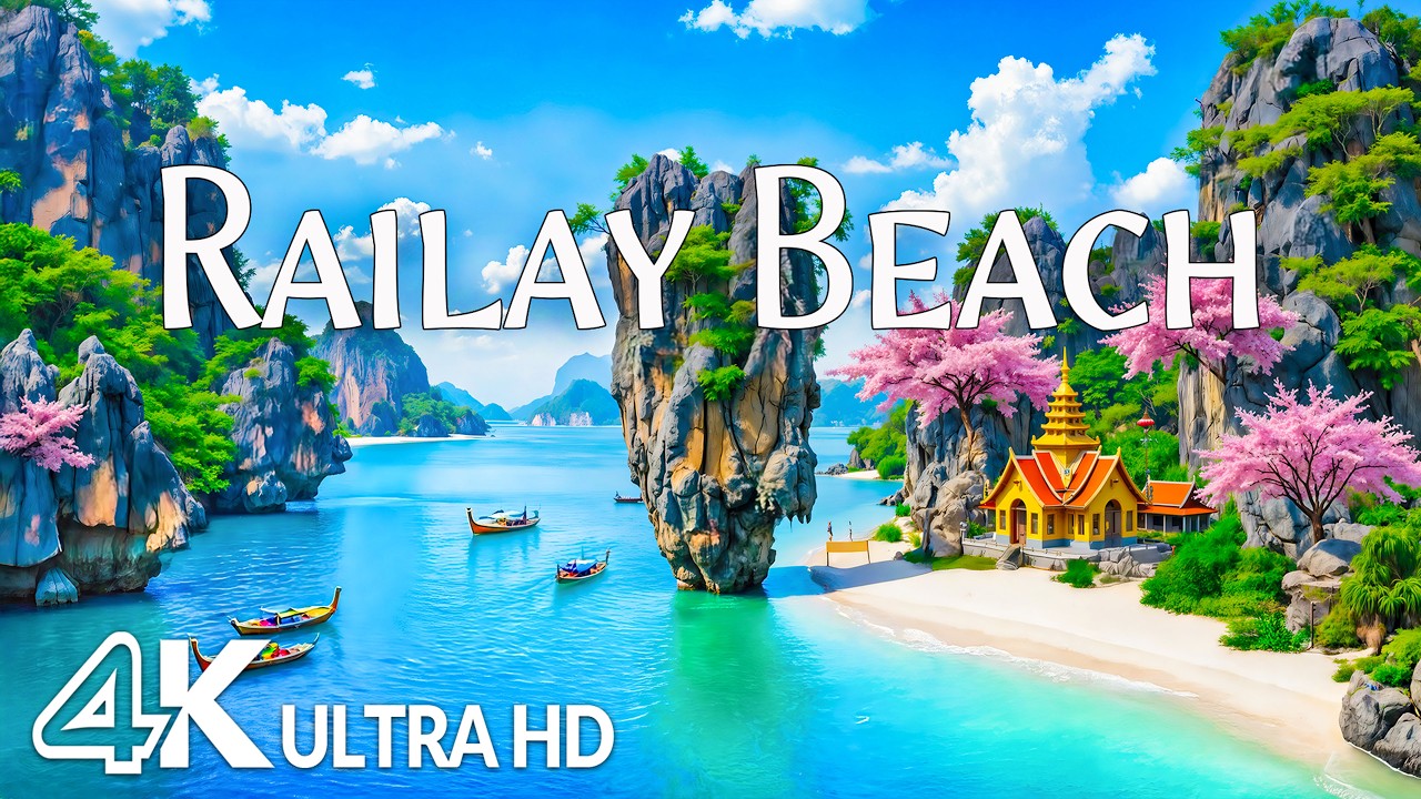 Railay Beach, Krabi 4K – Turquoise Sea, White Sands & Krabi’s Limestone Cliffs | Relaxing Music