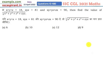 If x+y+z = 18, xyz = 81 and xy+yz+zx = 90, then find the value of4√𝑥^3 + 𝑦^3 + 𝑧^3 + 𝑥𝑦𝑧.