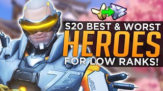 Overwatch: BEST & WORST Heroes for LOW Ranks! - Season 20