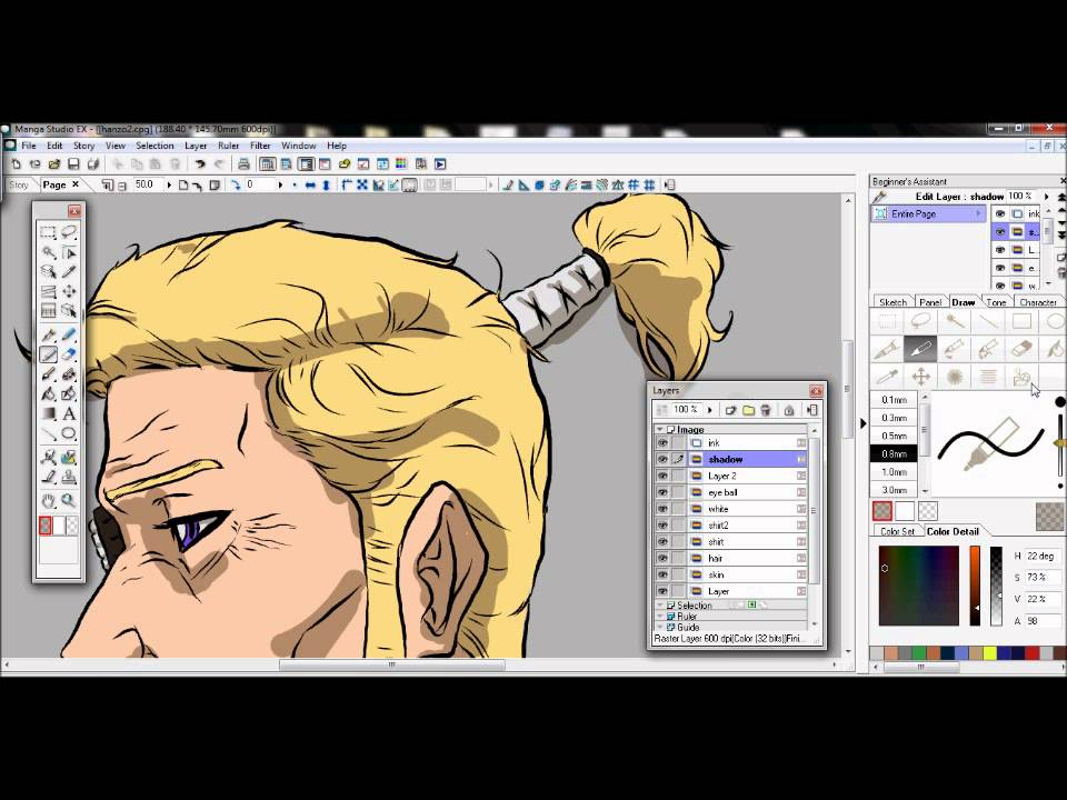 Manga Studio 4 Cell Shading Coloring Tutorial #1 - YouTube