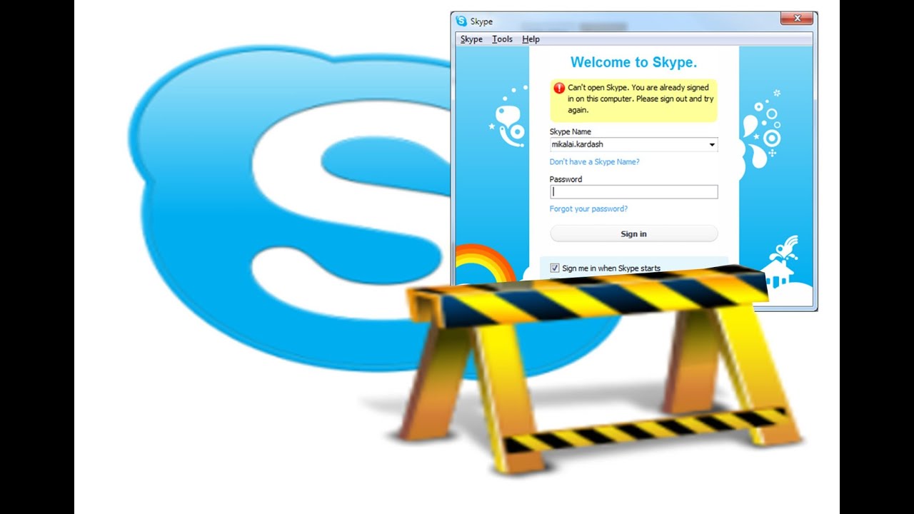 can t open skype already signed in