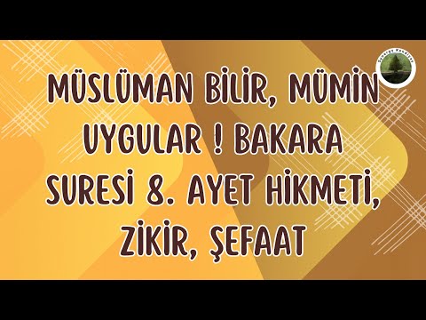 Müslüman bilir, mümin uygular ! Bakara Suresi 8. Ayet Hikmeti, Zikir, Şefaat