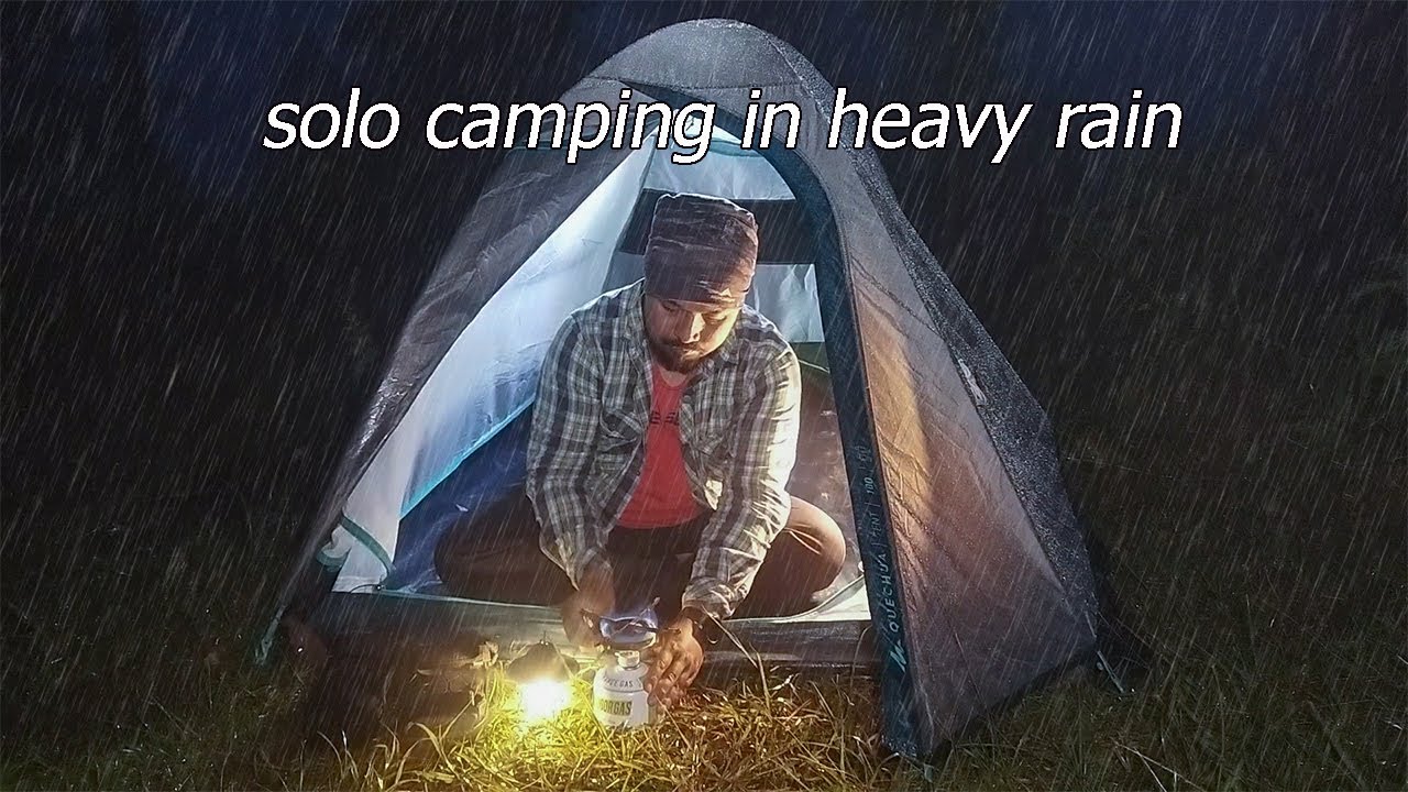 SOLO CAMPING HEAVY RAIN - RELAXING RAIN INSIDE COZY TENT - ASMR - YouTube