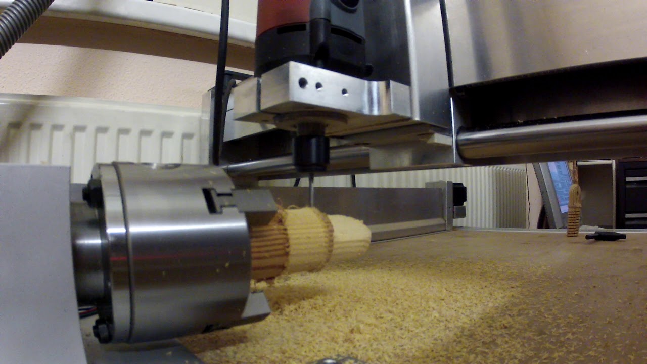 Linuxcnc first test piece in 4-axis simultaneous mode. - YouTube