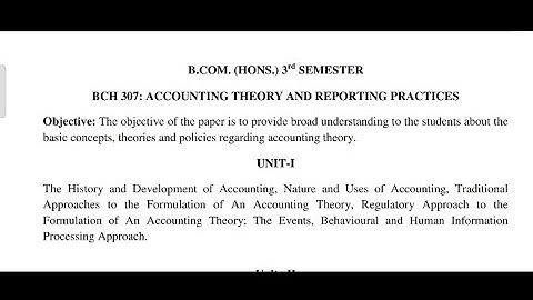 Bcom 3 Sem Honours Subject - Accounting Theory and Reporting Practices with question paper 2023,2022