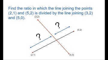 in what ratio is the line joining  points (2,1) and (5,2) divided by line joining (3,2) and (5,0).