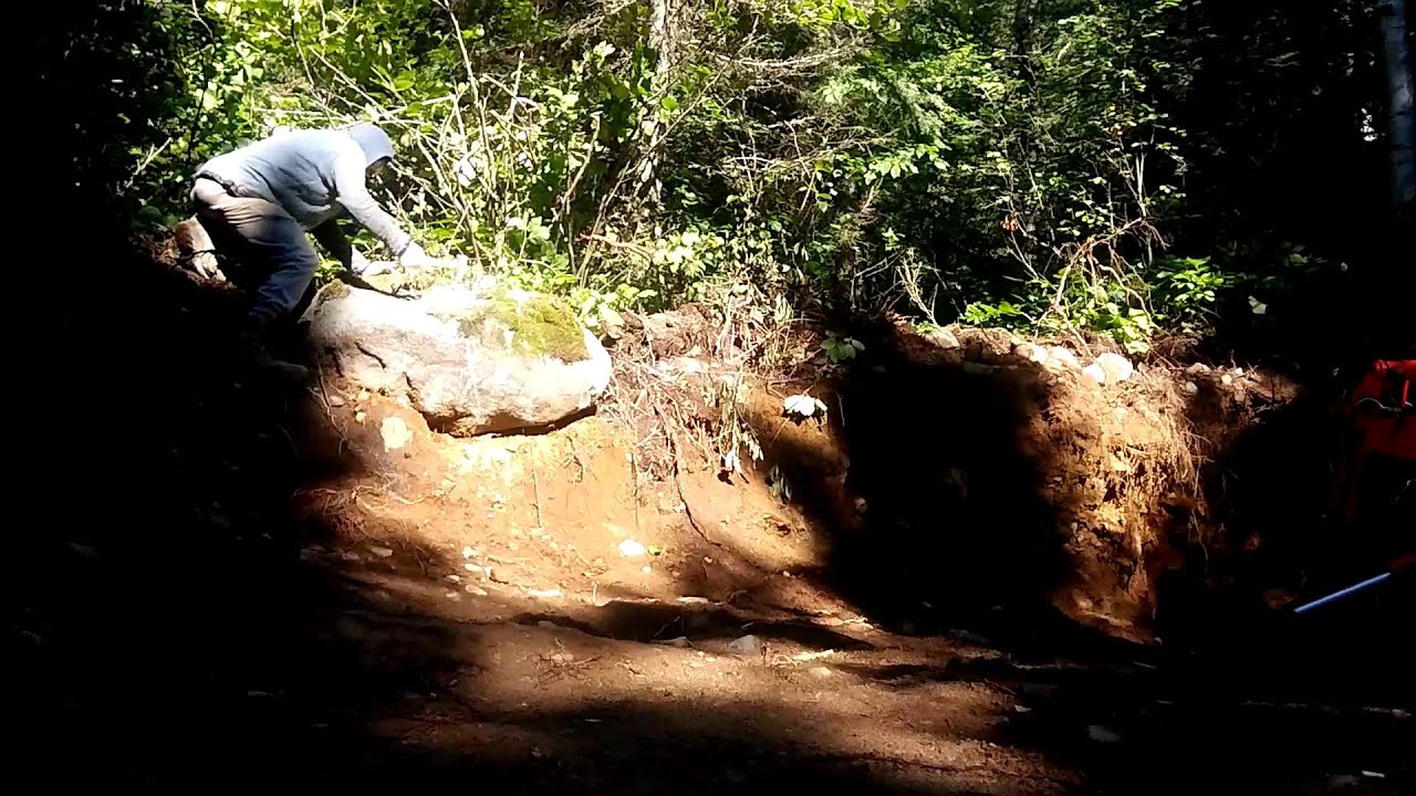 Canadian roads: splitting granite fieldstone  #2