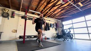 Barbell Back Rack Split Squat Isometric Calf Raise
