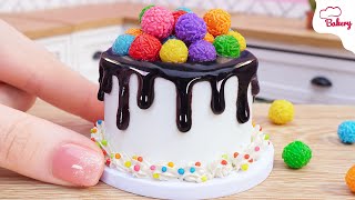 [Mini Cake ] Easy Making Rainbow Chocoball Drip Cake Decorating  | Mini Bakery
