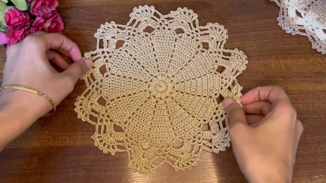 مفرش كروشيه دائري سهل وسريع ❤ quick and easy crochet doily