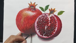 How to paint a pomegranate / step by step painting for beginners / acrylic on canvas by CMM Art 884 views 4 months ago 8 minutes, 19 seconds