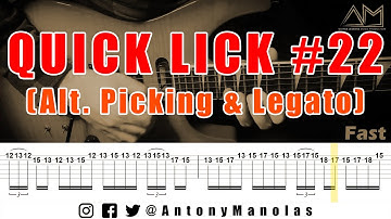 Quick Lick #22 - {Alternate Picking & Legato} - Guitar Lesson with Tab - Youtube Series