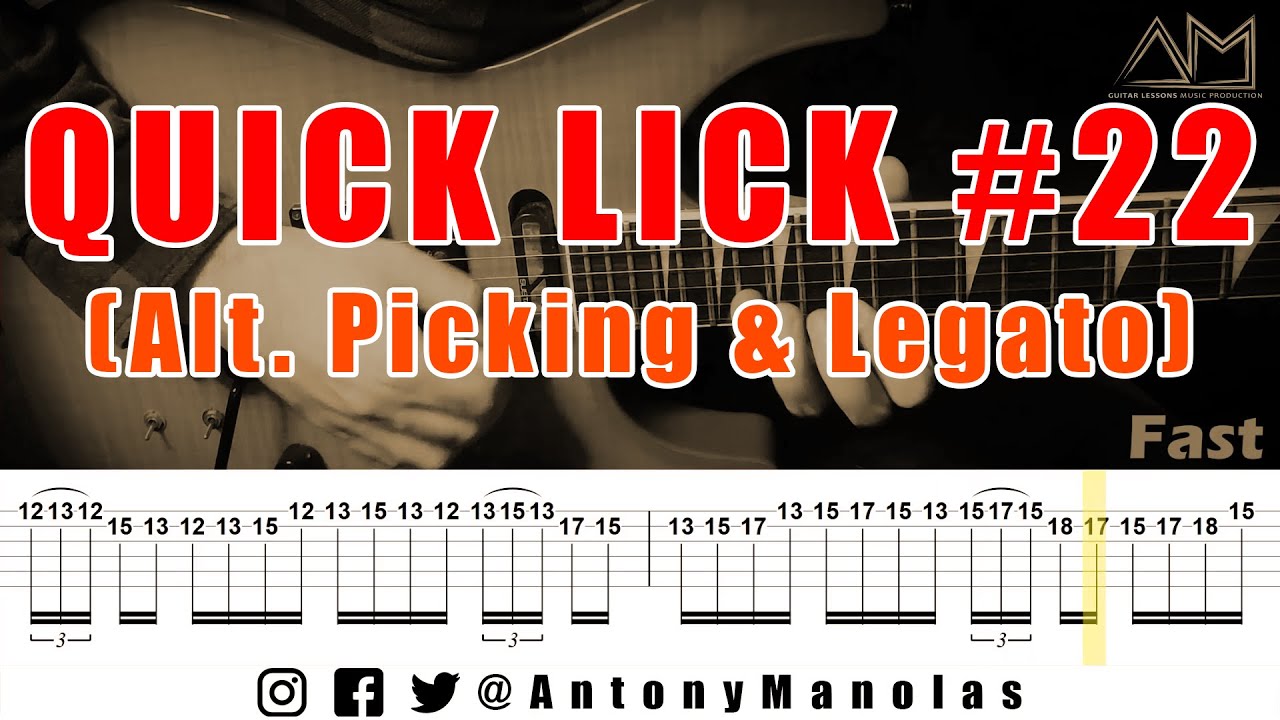 Quick Lick 22 {Alternate Picking & Legato} Guitar Lesson with Tab