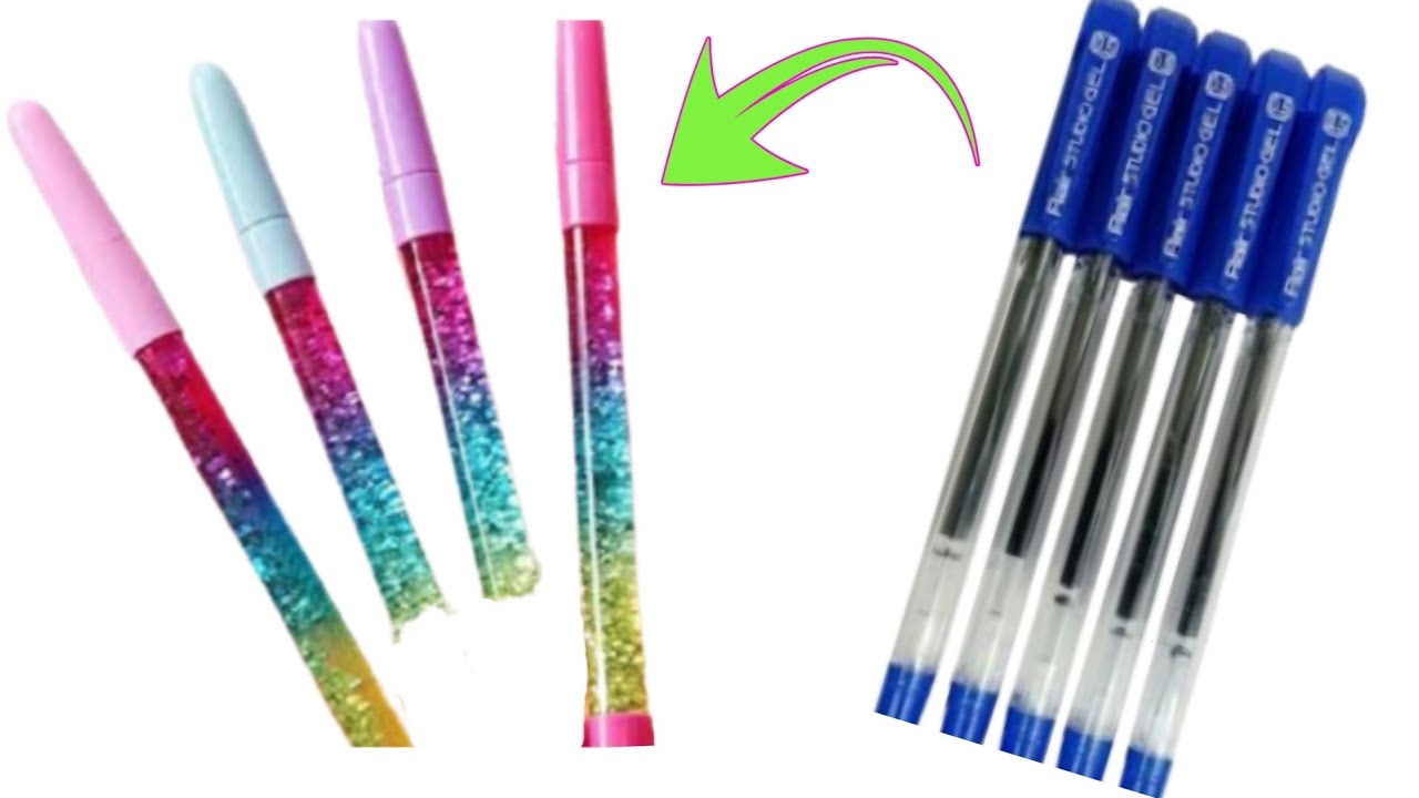 How to make lava glitter pen at home, DIY glitter pen ,Origami glitter